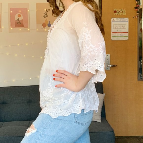 Boston Proper Embroidered Top - Picture 2 of 4